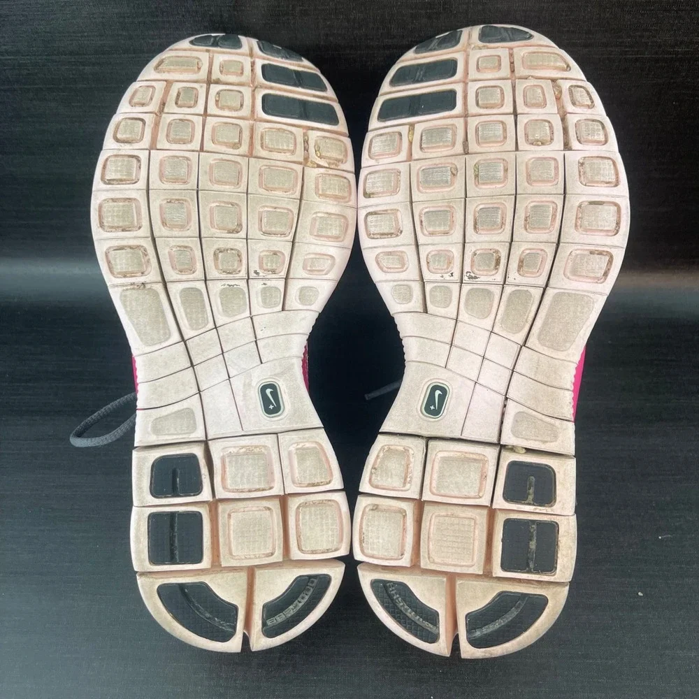Nike Free 5.0 Flyknit Womens 6.5‎ Grey Pink Running Athletic Shoes 615806-016